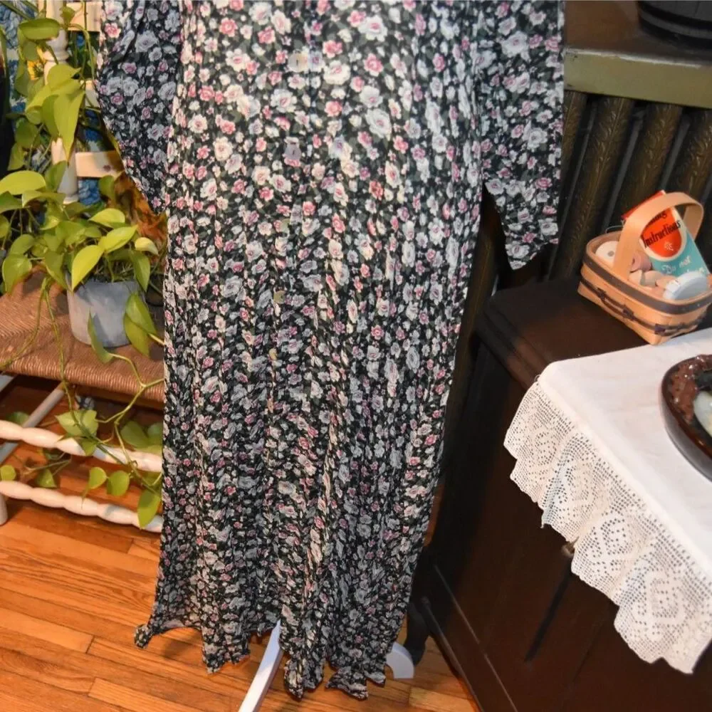 Vintage 90s Basement U.S.A. Cottagecore Floral Maxi Dress Size Small-Large